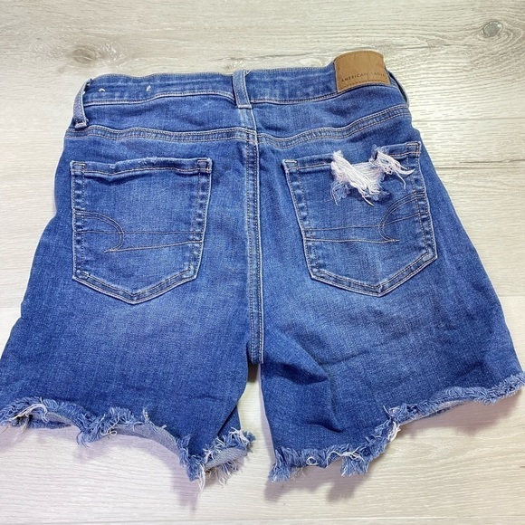 American Eagle Stretch Denim Midi Short, Medium Wash, Size 0 - Picture 6 of 9